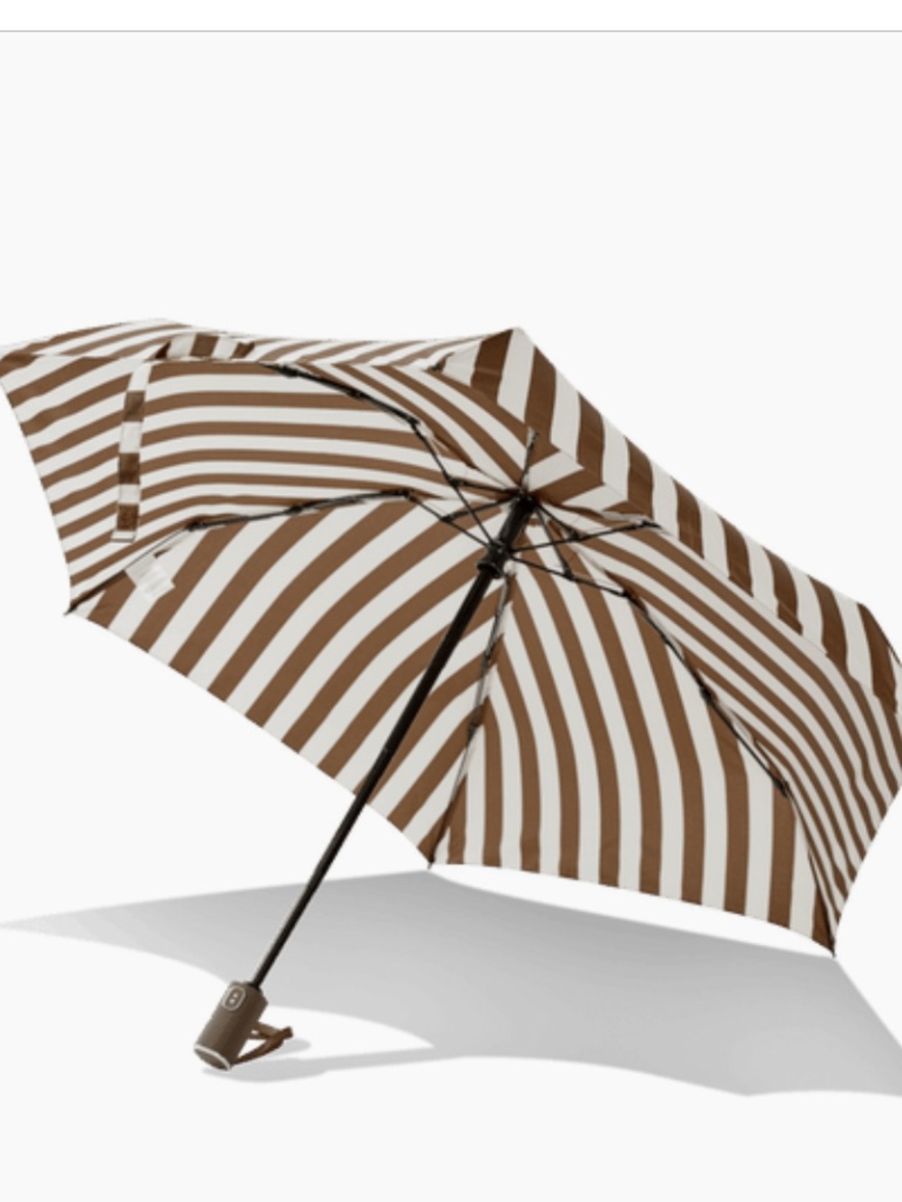 ✨ Trina Turk Classic Stripe Retractable Umbrella | Brown + Cream | New With Tags